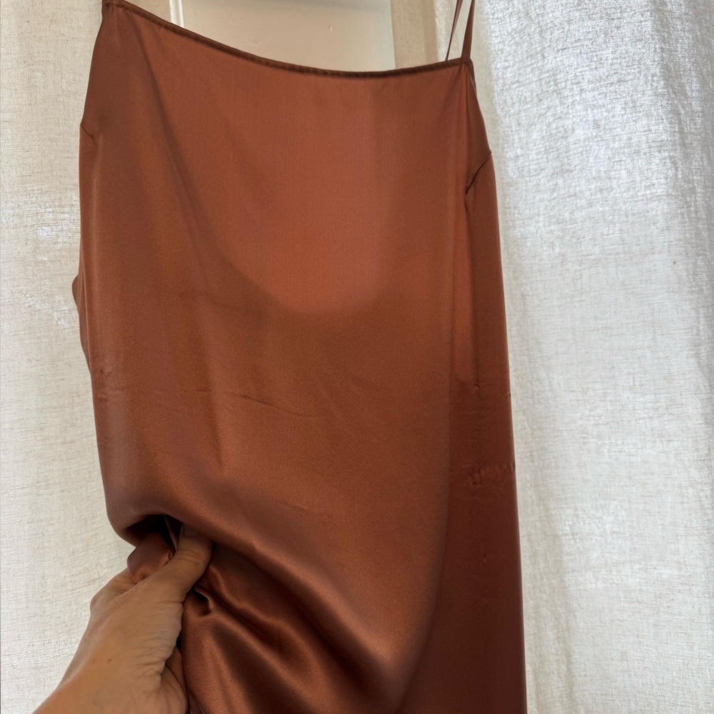 Reformation Low Back Mauve Silk Slip Dress